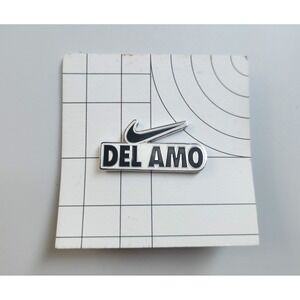 Nike Del Amo Metal Pin Badge Swoosh Black White 1.5 in